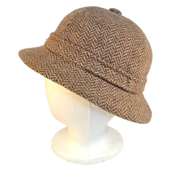 Kangol Vintage Tweed Herringbone Clipper Bucket Sherlock Holmes Vibes Hat - Picture 2 of 14